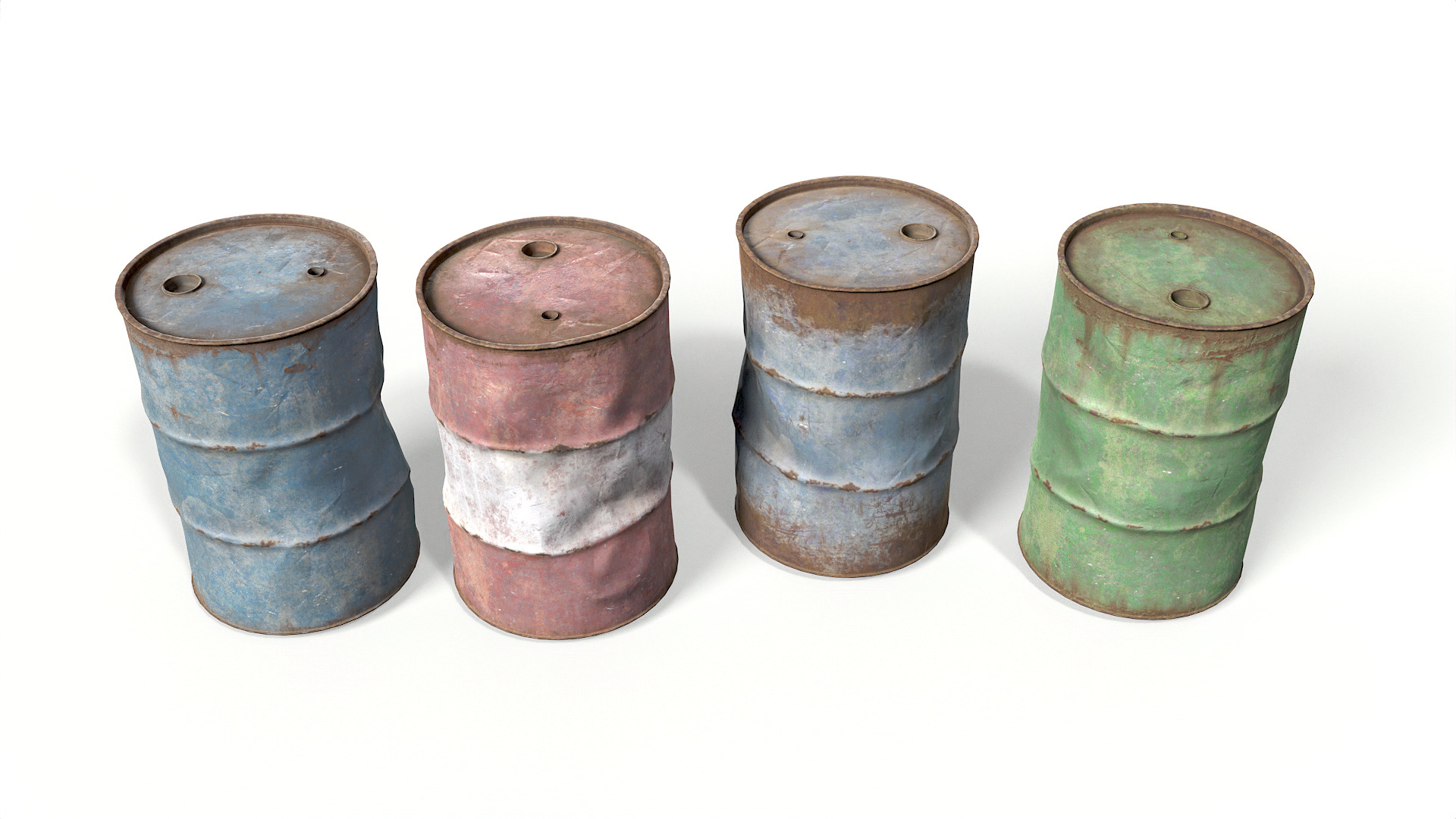 Metal Barrels Low-poly 3D model_2