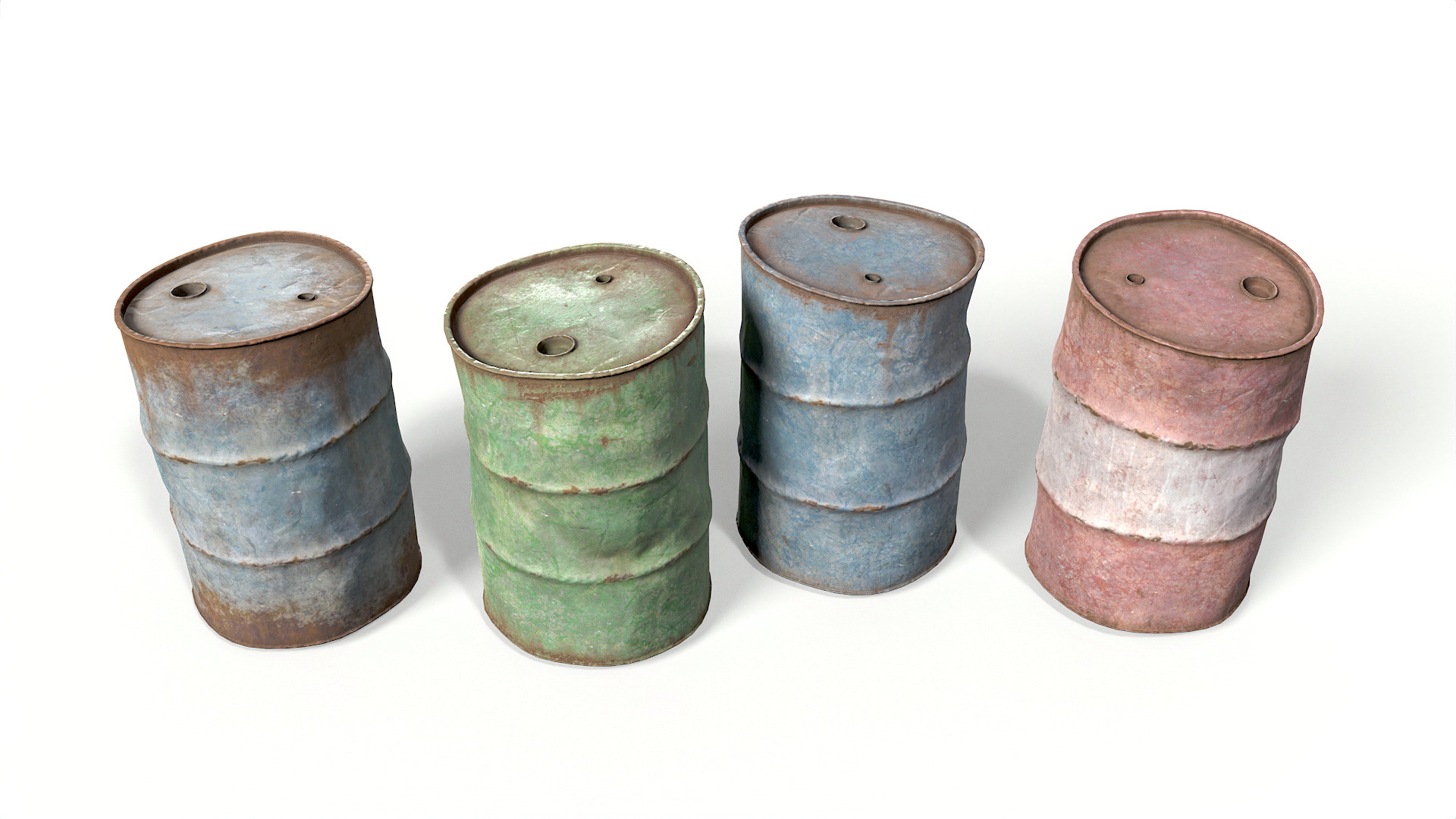 Metal Barrels Low-poly 3D model_3