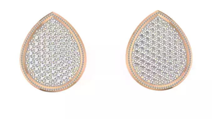 Pave set Pear Earrings azure cut