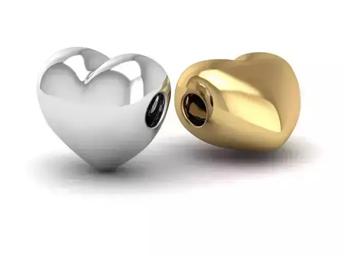 heart bead charm silver and gold
