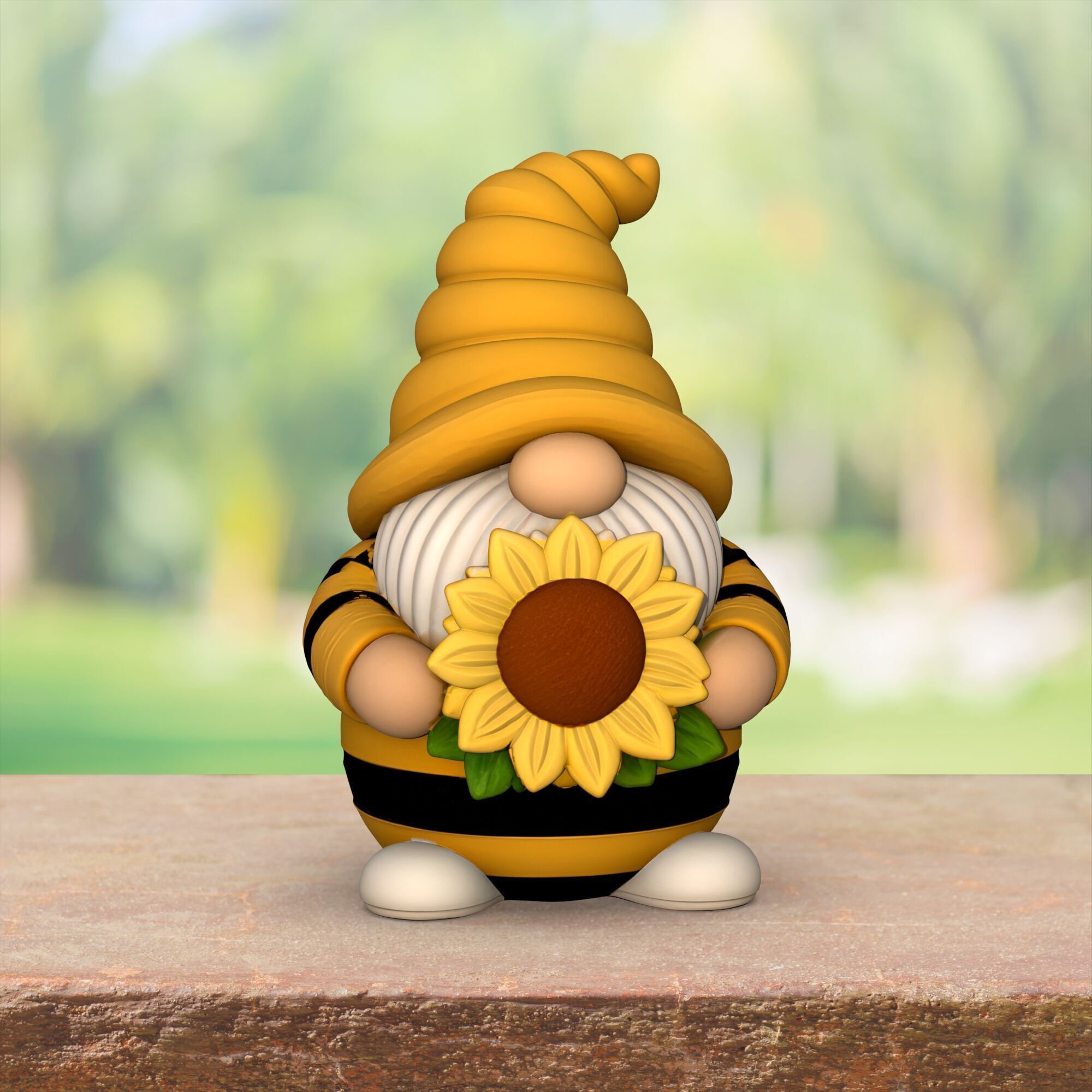 Bee Gnome Figures  3 pcs  Cute Garden Decor Gnome Set 3D print model_5