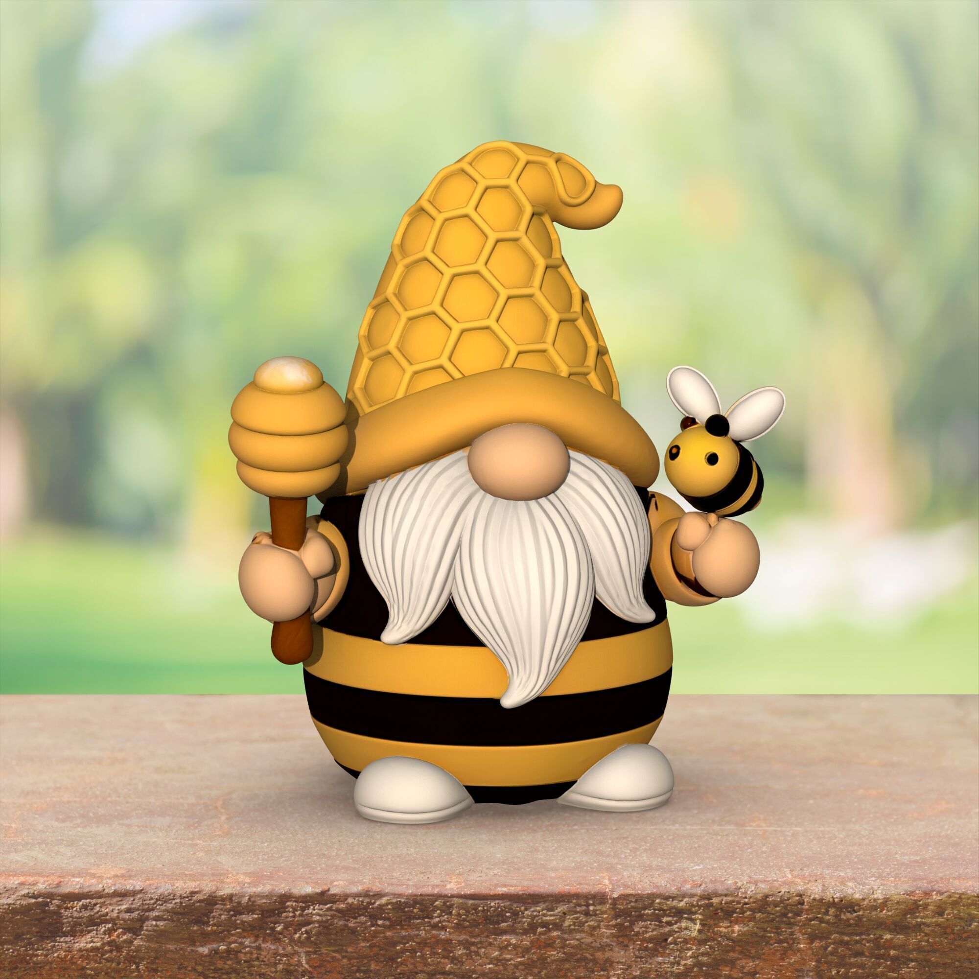 Bee Gnome Figures  3 pcs  Cute Garden Decor Gnome Set 3D print model_6