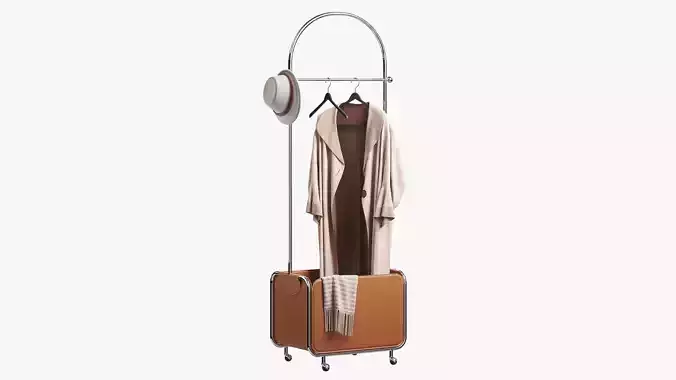 Floor clothes hanger with outerwear