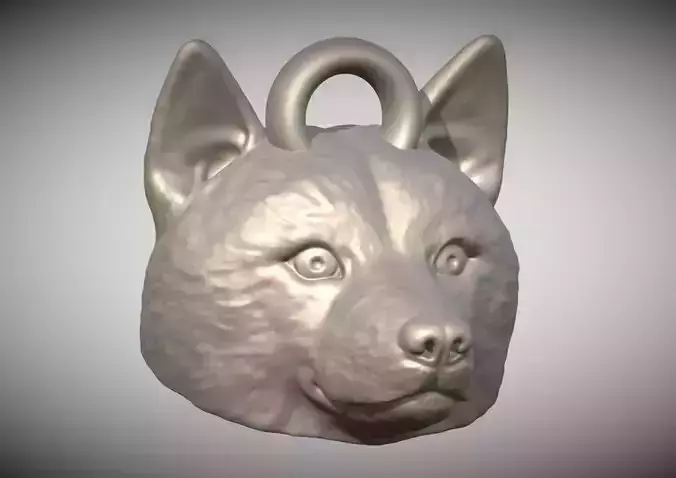 Shiba Inu head key ring 3D model ready for 3D printing