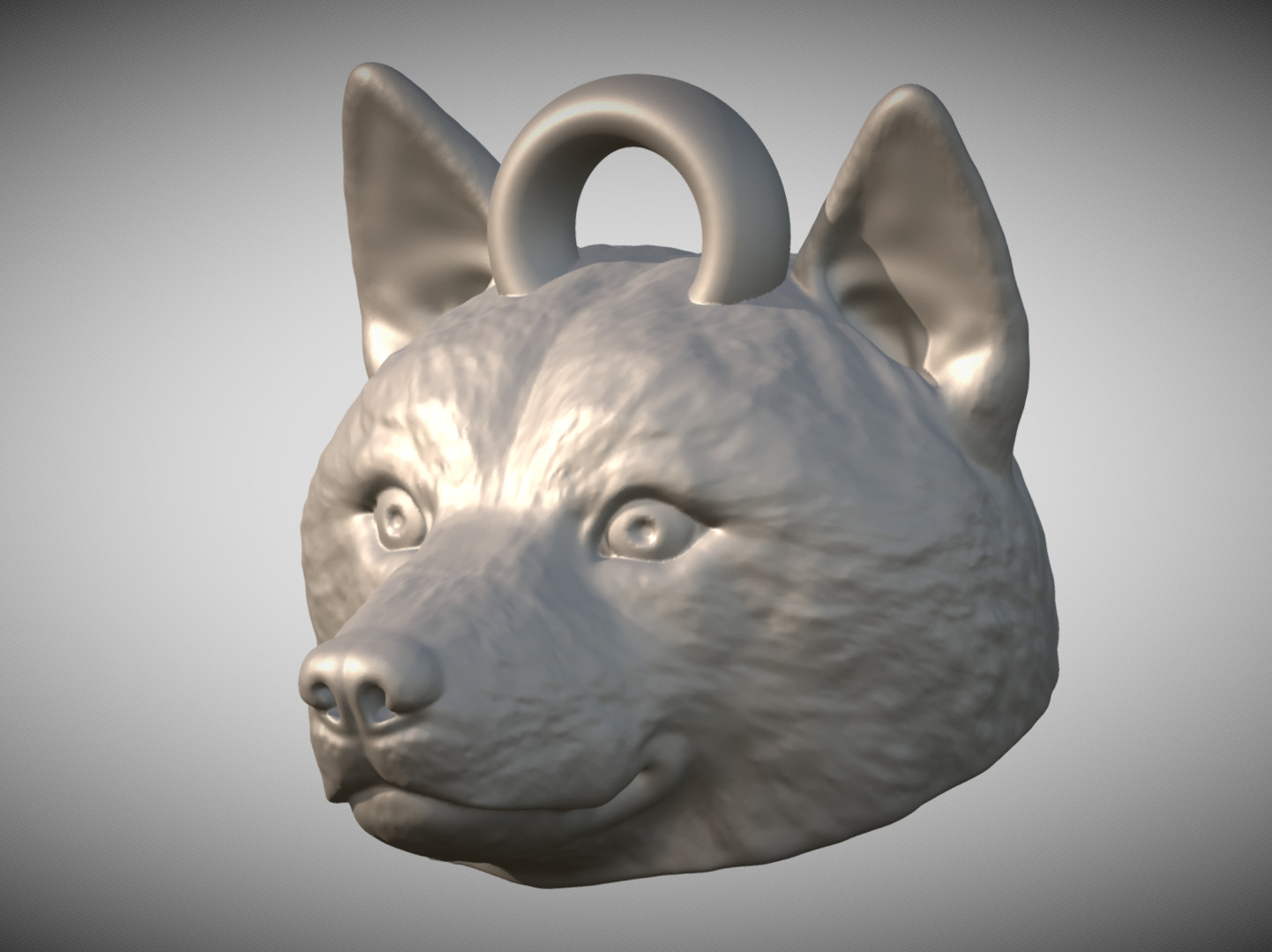 Shiba Inu head key ring 3D model ready for 3D printing 3D print model_2