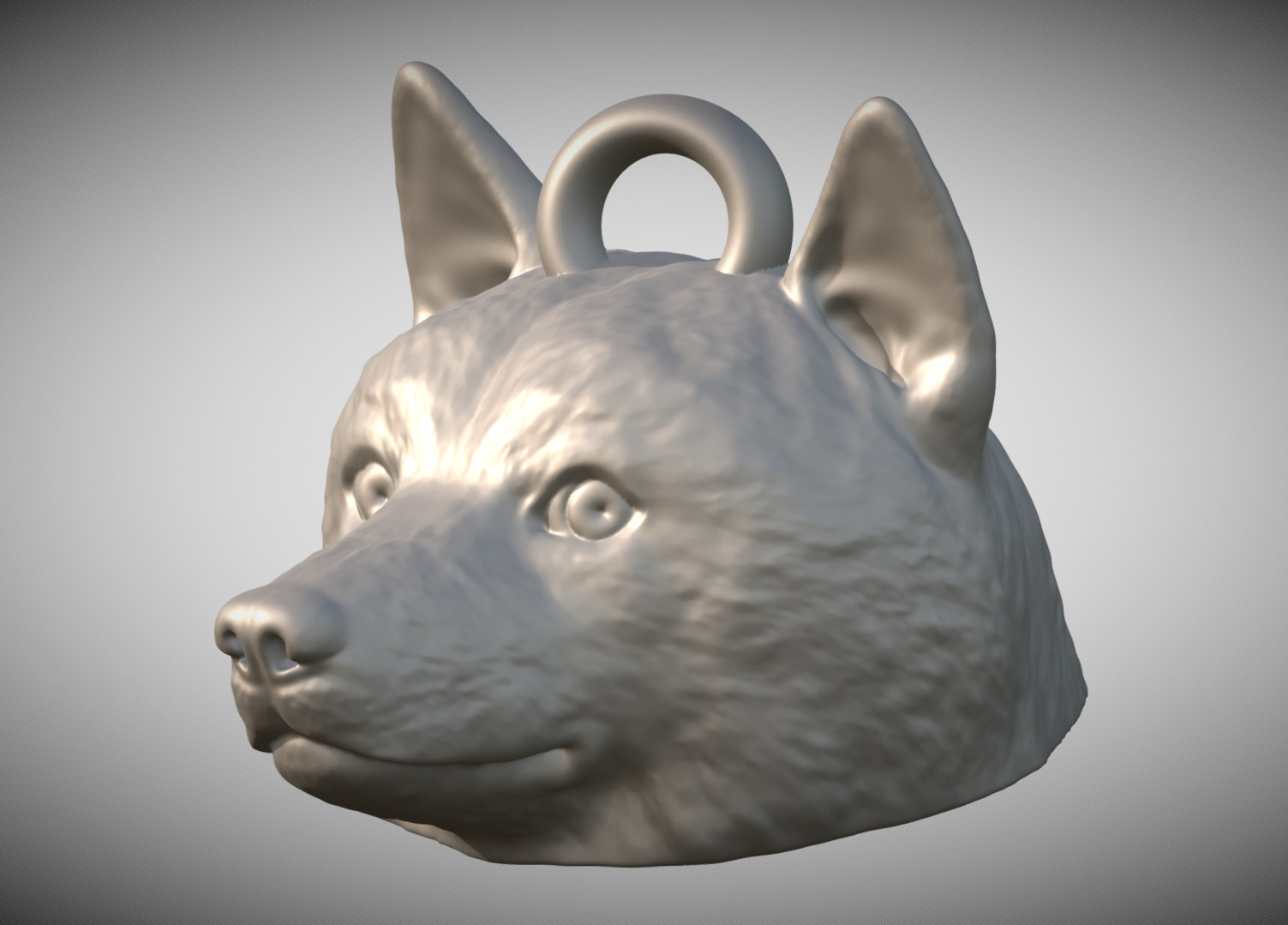 Doge meme head key ring 3D model ready for 3D printing 3D print model_1