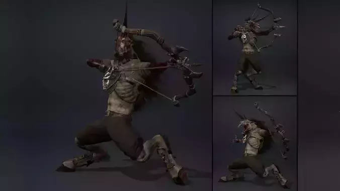Ashen Archer Damaged Low-poly 3D model
