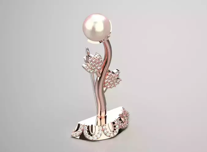 Rose Gold Brooch with Sparkling Pearl sj0014