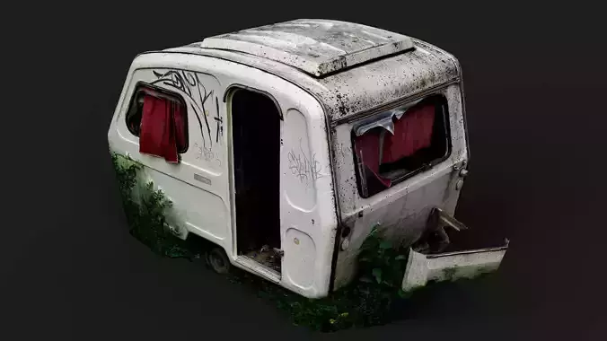 abandoned camping car booth postapo wreck PBR photogrammetry