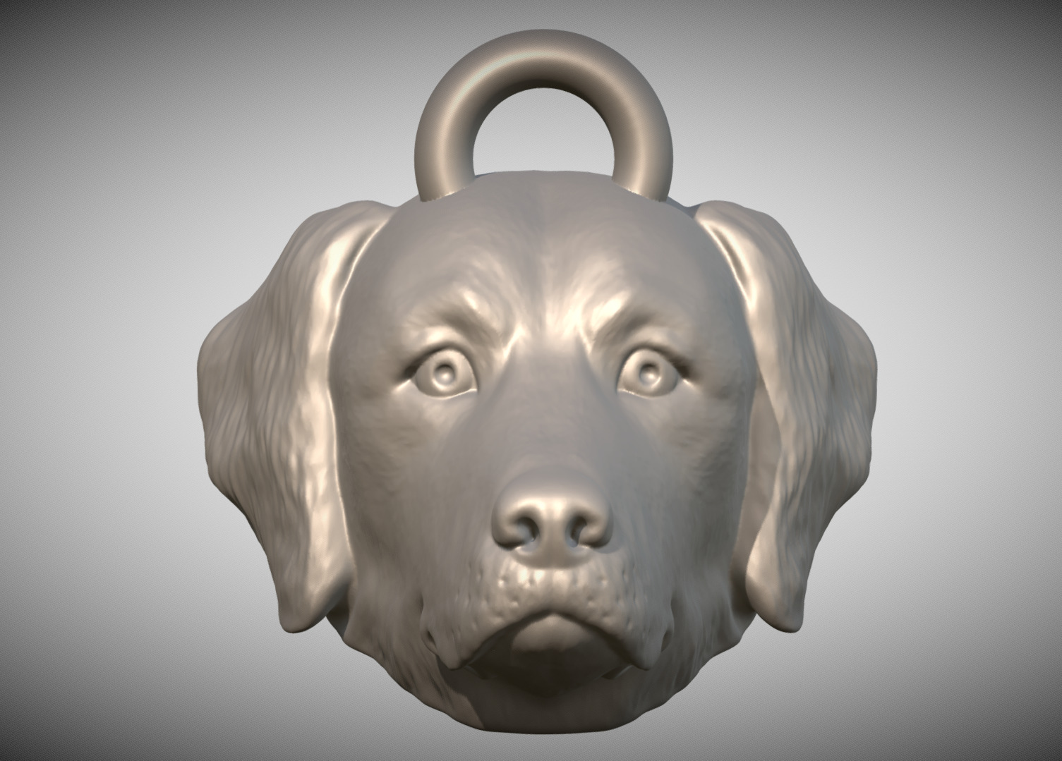 Golden Retriever head key ring 3D model ready for 3D printing 3D print model_1