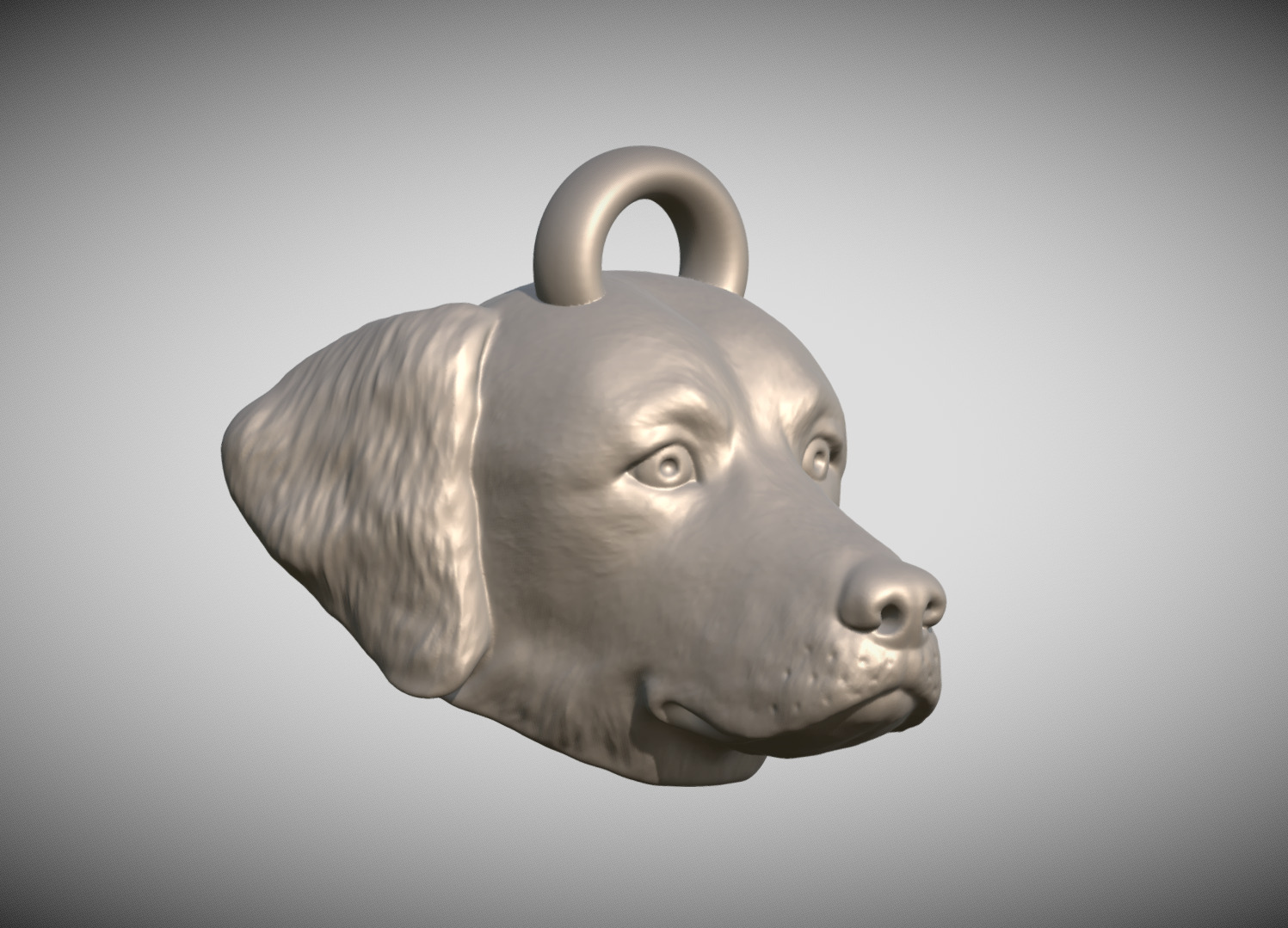 Golden Retriever head key ring 3D model ready for 3D printing 3D print model_7