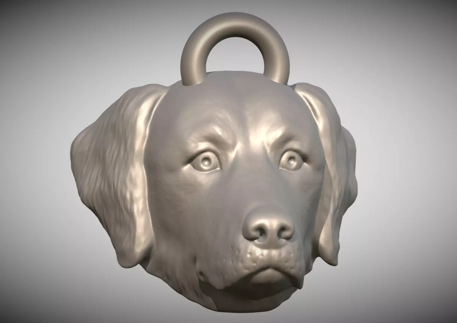 Golden Retriever head key ring 3D model ready for 3D printing 3D print model_0