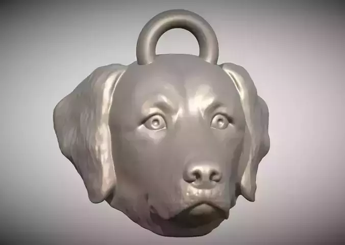Golden Retriever head key ring 3D model ready for 3D printing 3D print model