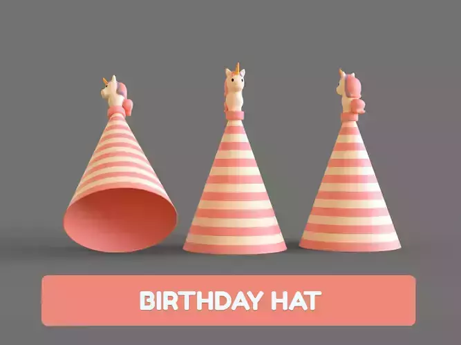 Birthday Hat - Colorful Party Decoration Prop 05 Low-poly 3D model