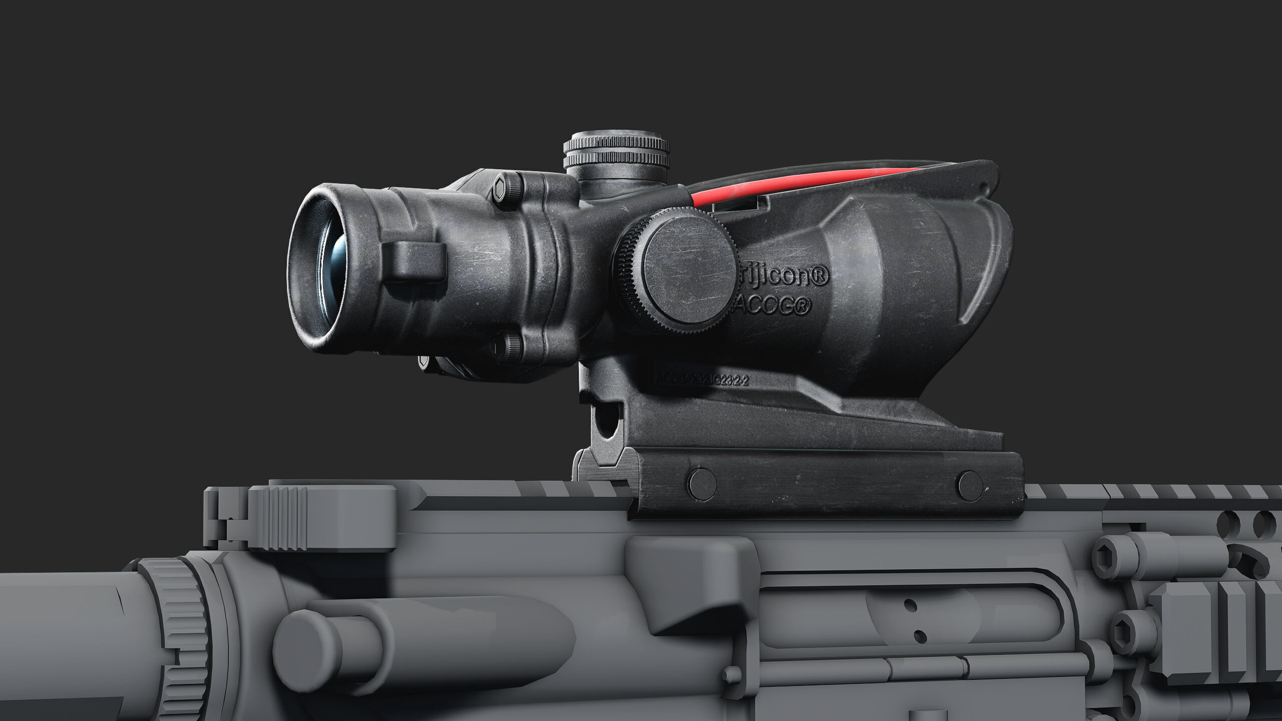 Trijicon 4x32 ACOG  Low-poly 3D model_2