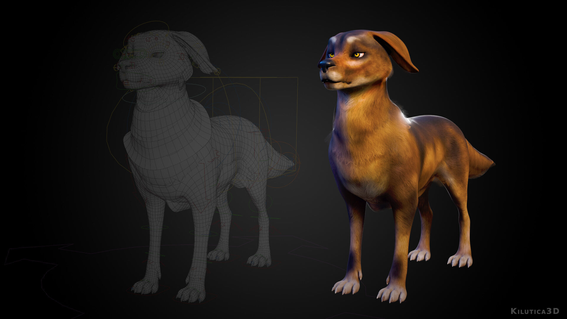 Wolf Prime - Rigged Cartoon-Realistic 3D Model Pack for Blender Low-poly 3D model_10