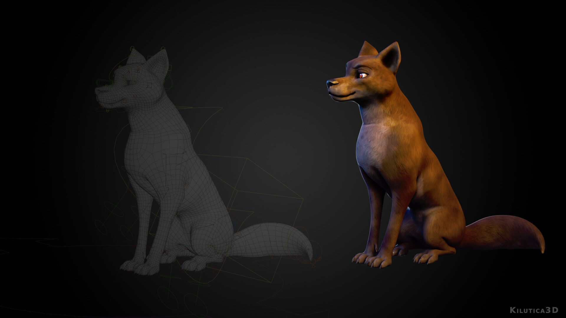 Wolf Prime - Rigged Cartoon-Realistic 3D Model Pack for Blender Low-poly 3D model_4