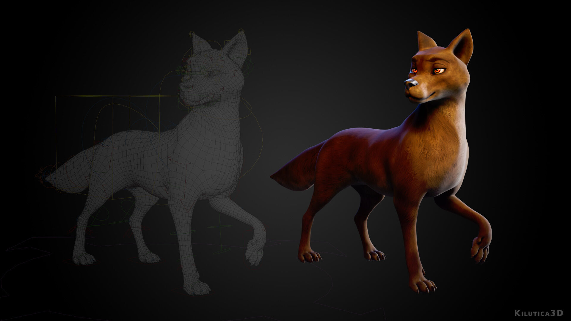 Wolf Prime - Rigged Cartoon-Realistic 3D Model Pack for Blender Low-poly 3D model_5