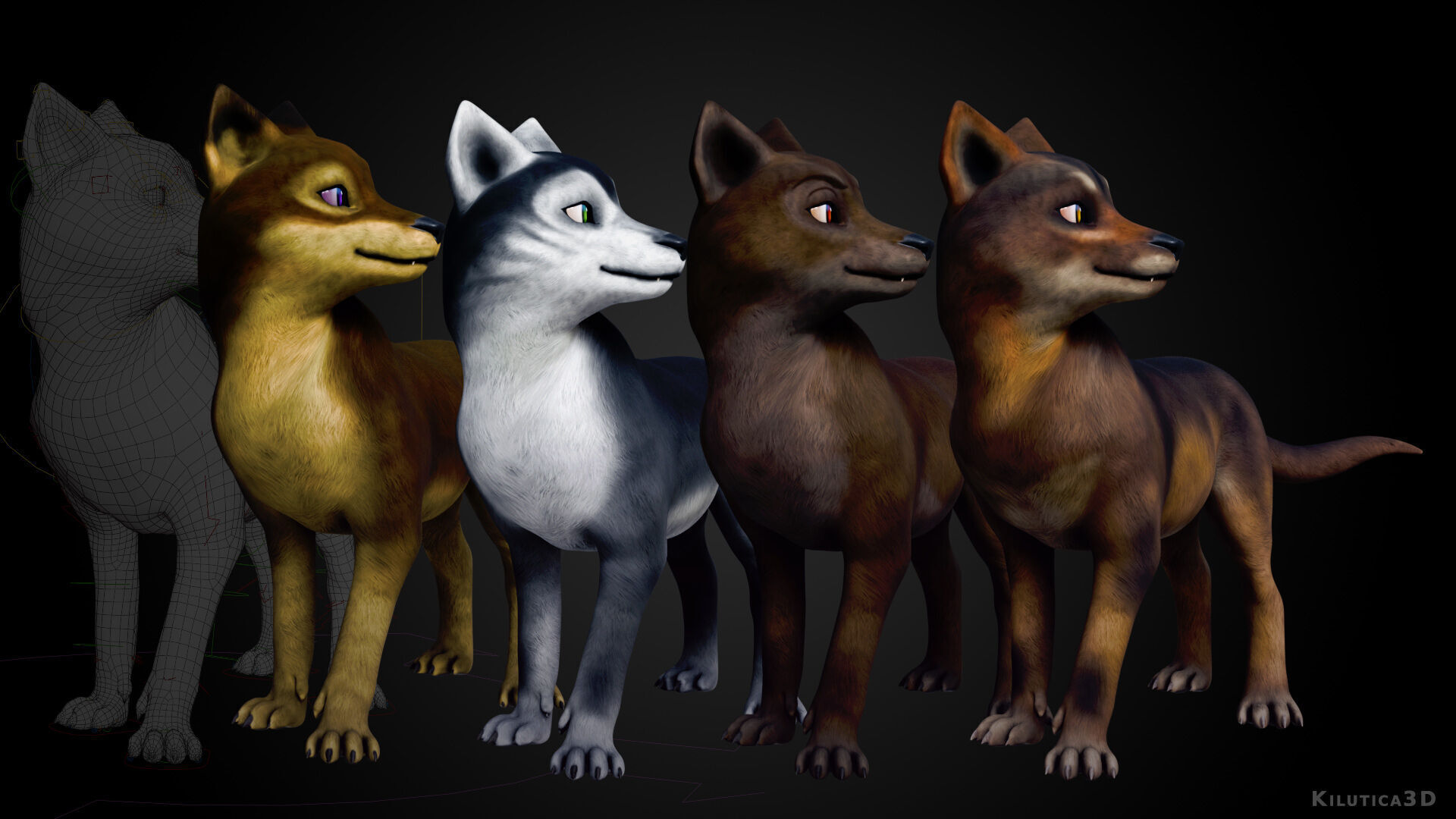 Wolf Prime - Rigged Cartoon-Realistic 3D Model Pack for Blender Low-poly 3D model_22