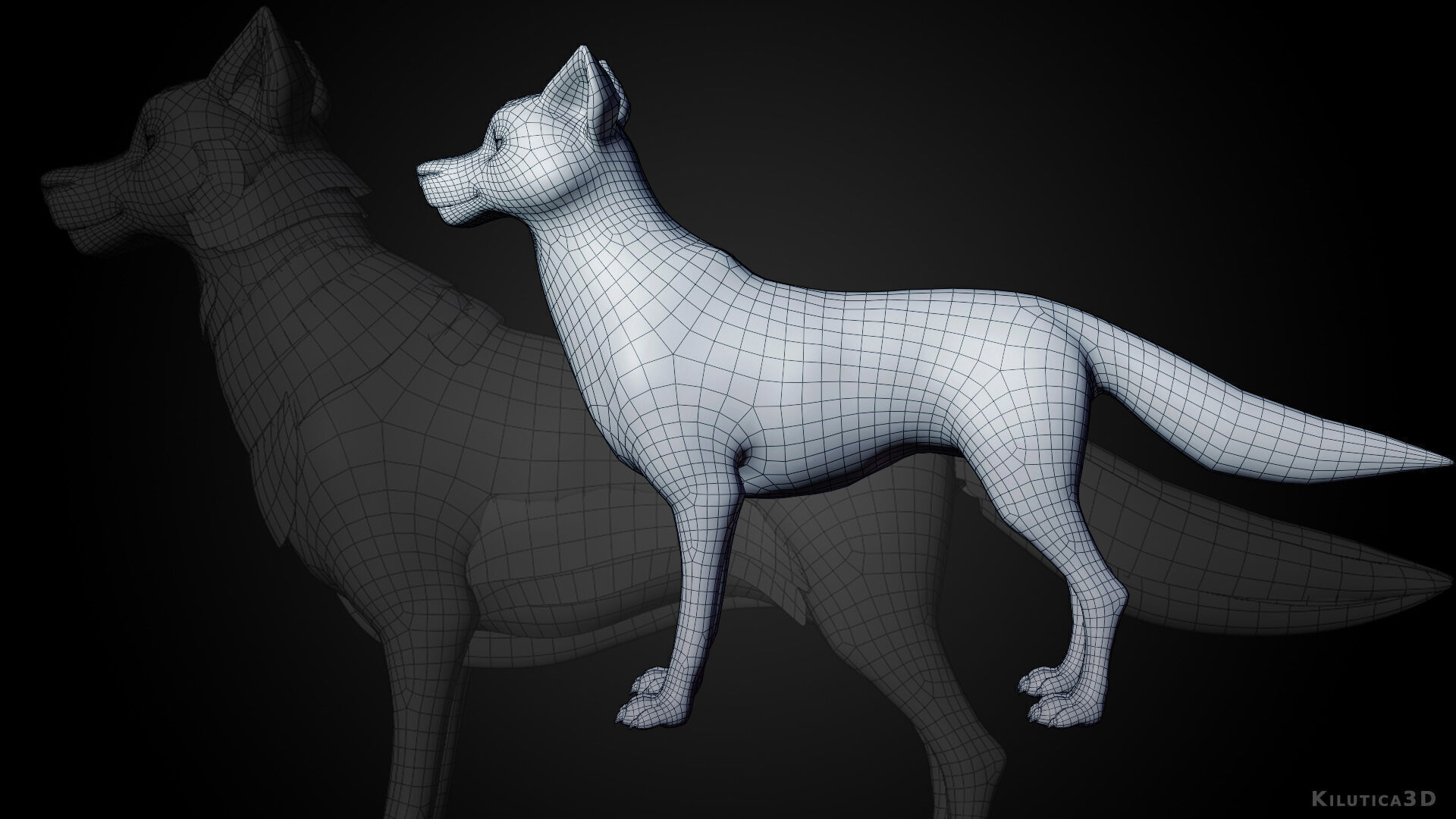 Wolf Prime - Rigged Cartoon-Realistic 3D Model Pack for Blender Low-poly 3D model_7