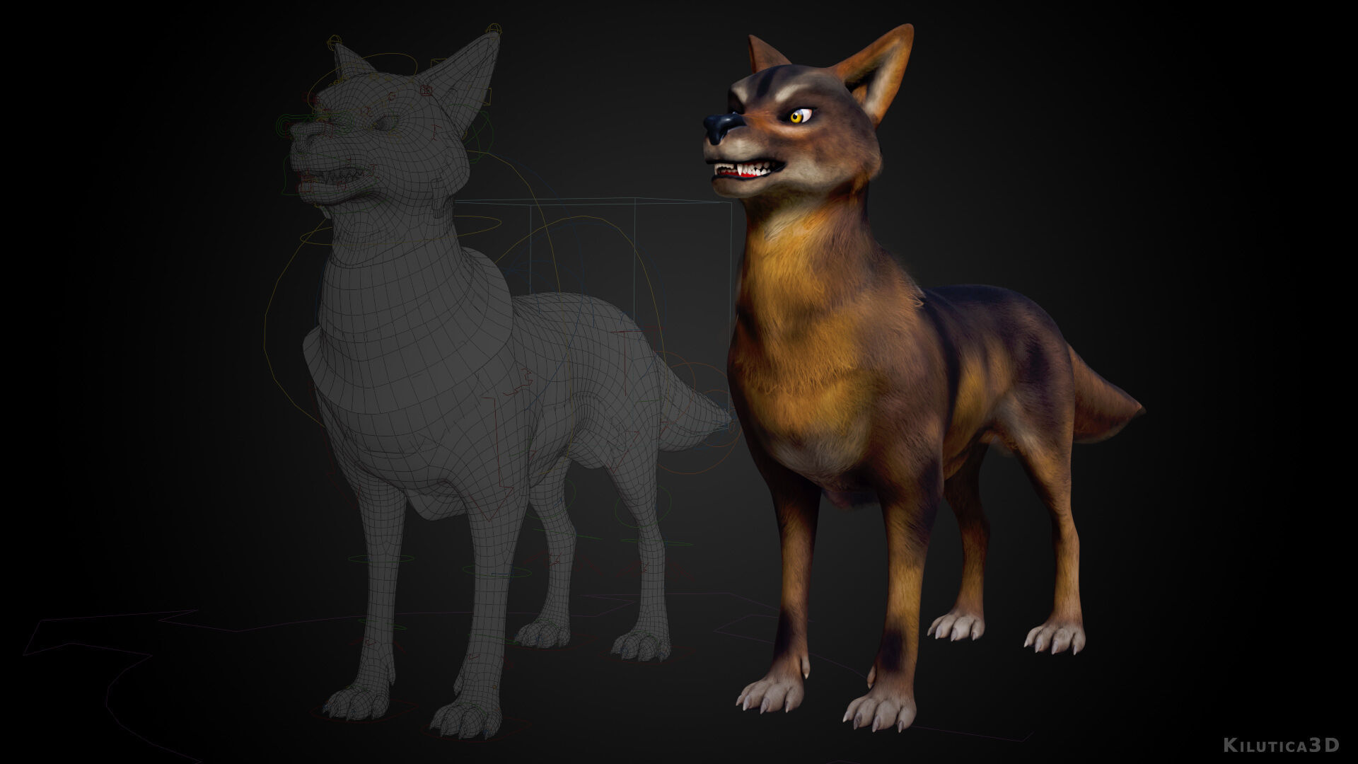 Wolf Prime - Rigged Cartoon-Realistic 3D Model Pack for Blender Low-poly 3D model_25