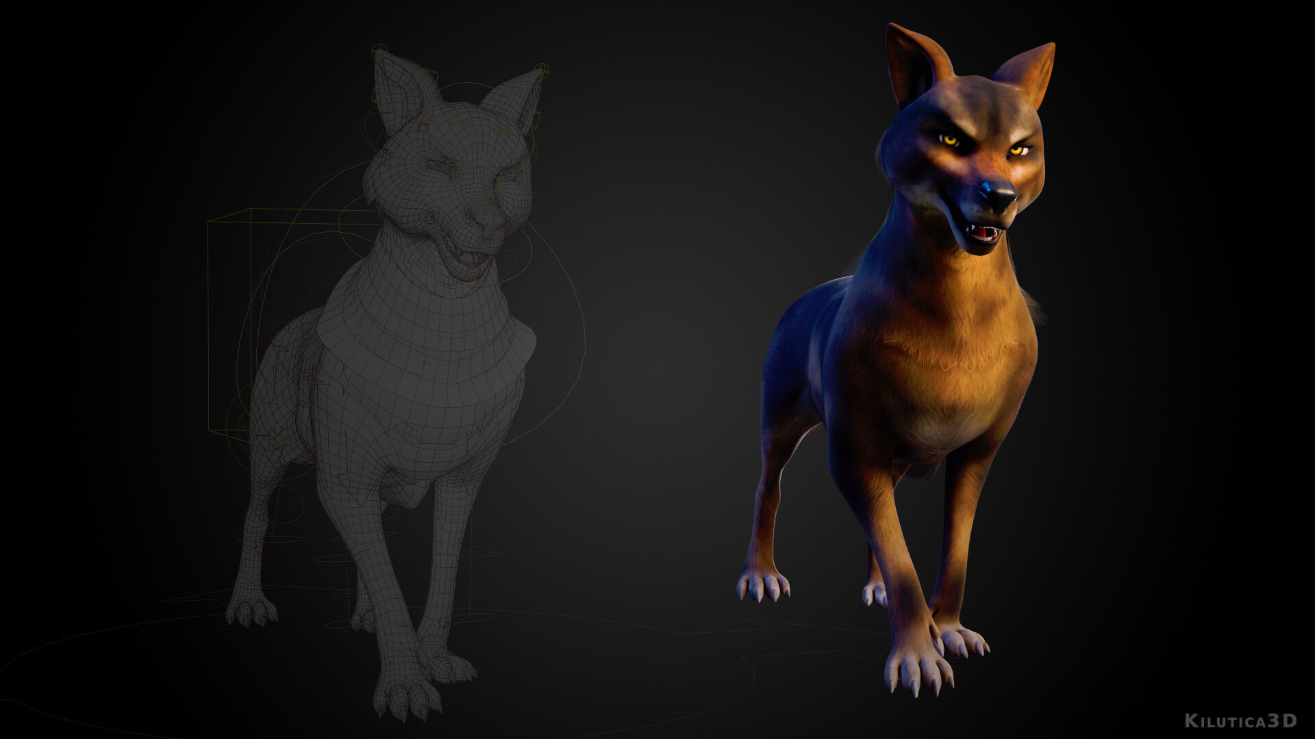 Wolf Prime - Rigged Cartoon-Realistic 3D Model Pack for Blender Low-poly 3D model_3
