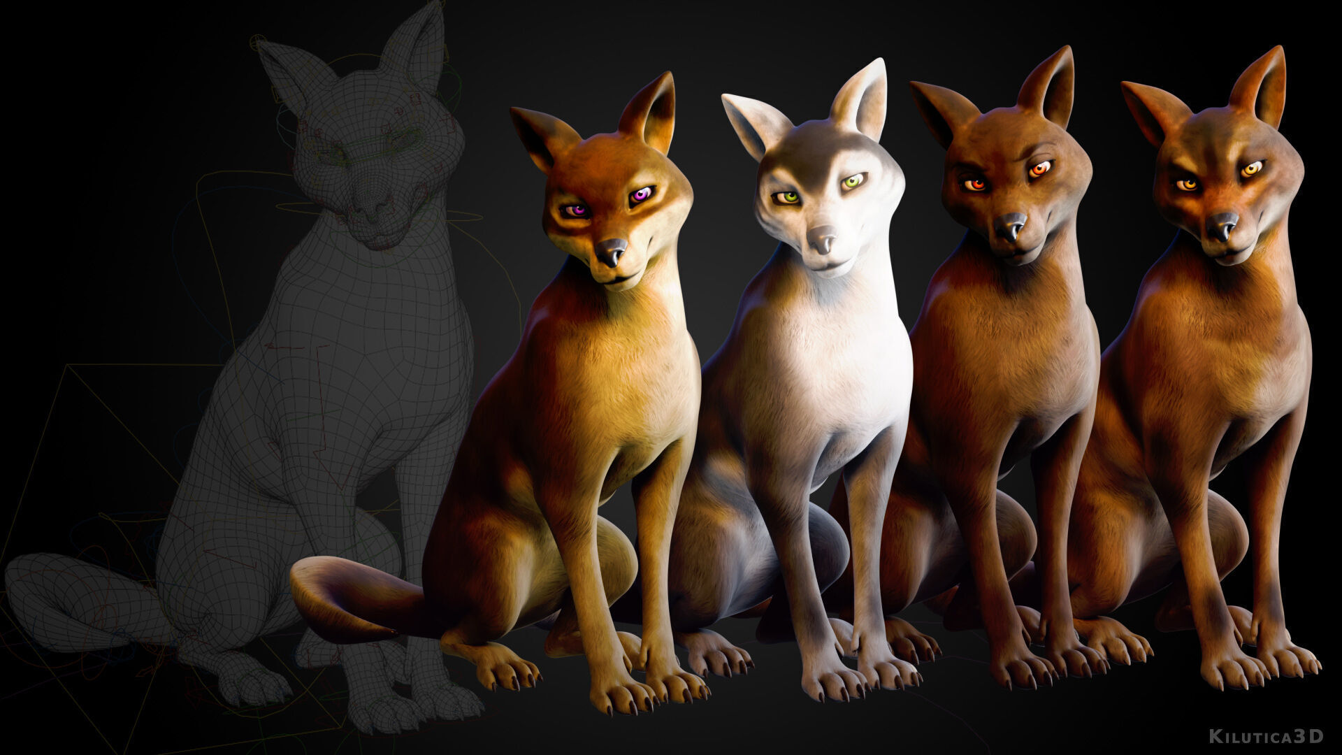 Wolf Prime - Rigged Cartoon-Realistic 3D Model Pack for Blender Low-poly 3D model_8
