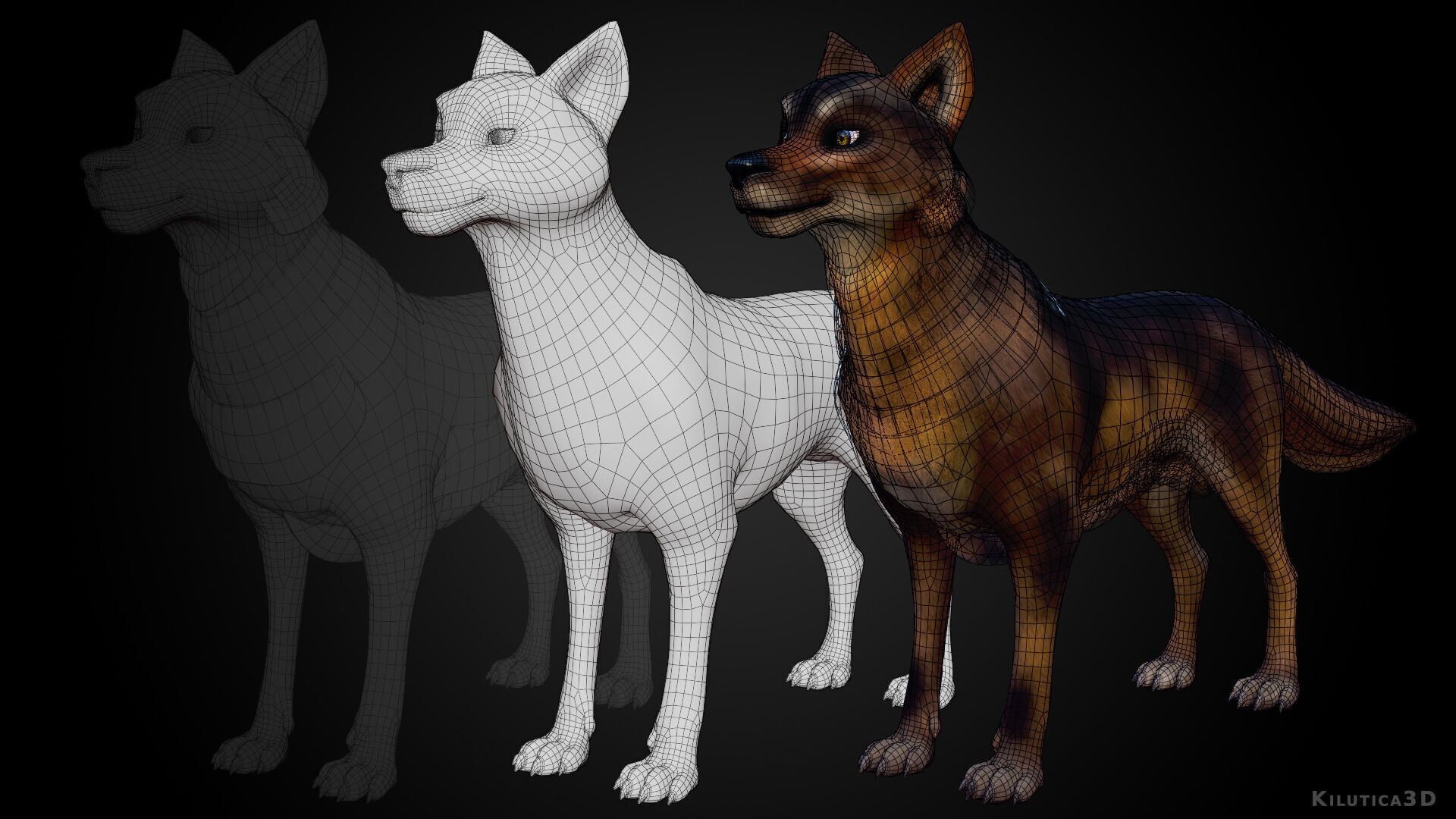 Wolf Prime - Rigged Cartoon-Realistic 3D Model Pack for Blender Low-poly 3D model_12