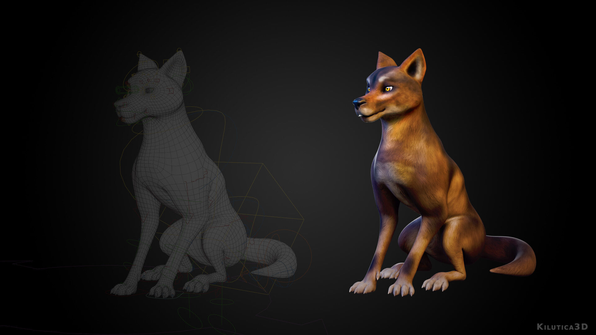 Wolf Prime - Rigged Cartoon-Realistic 3D Model Pack for Blender Low-poly 3D model_13