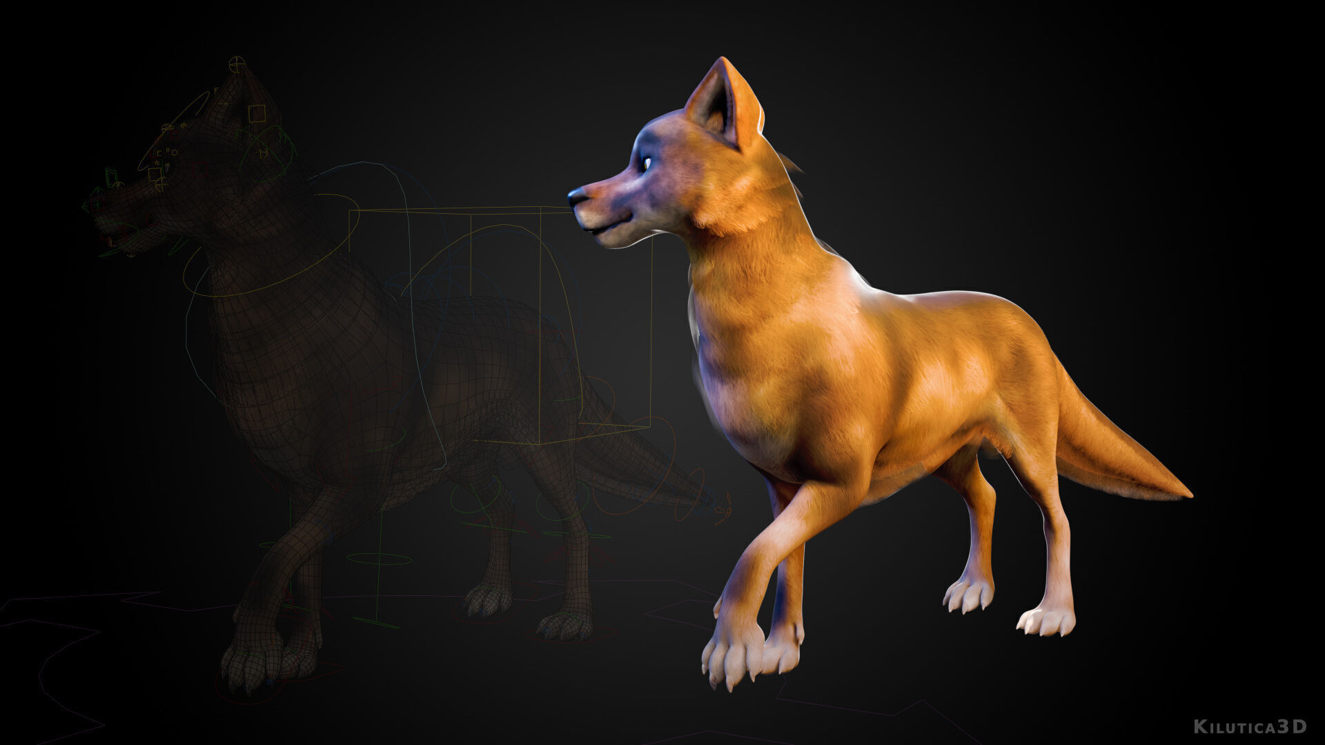 Wolf Prime - Rigged Cartoon-Realistic 3D Model Pack for Blender Low-poly 3D model_24