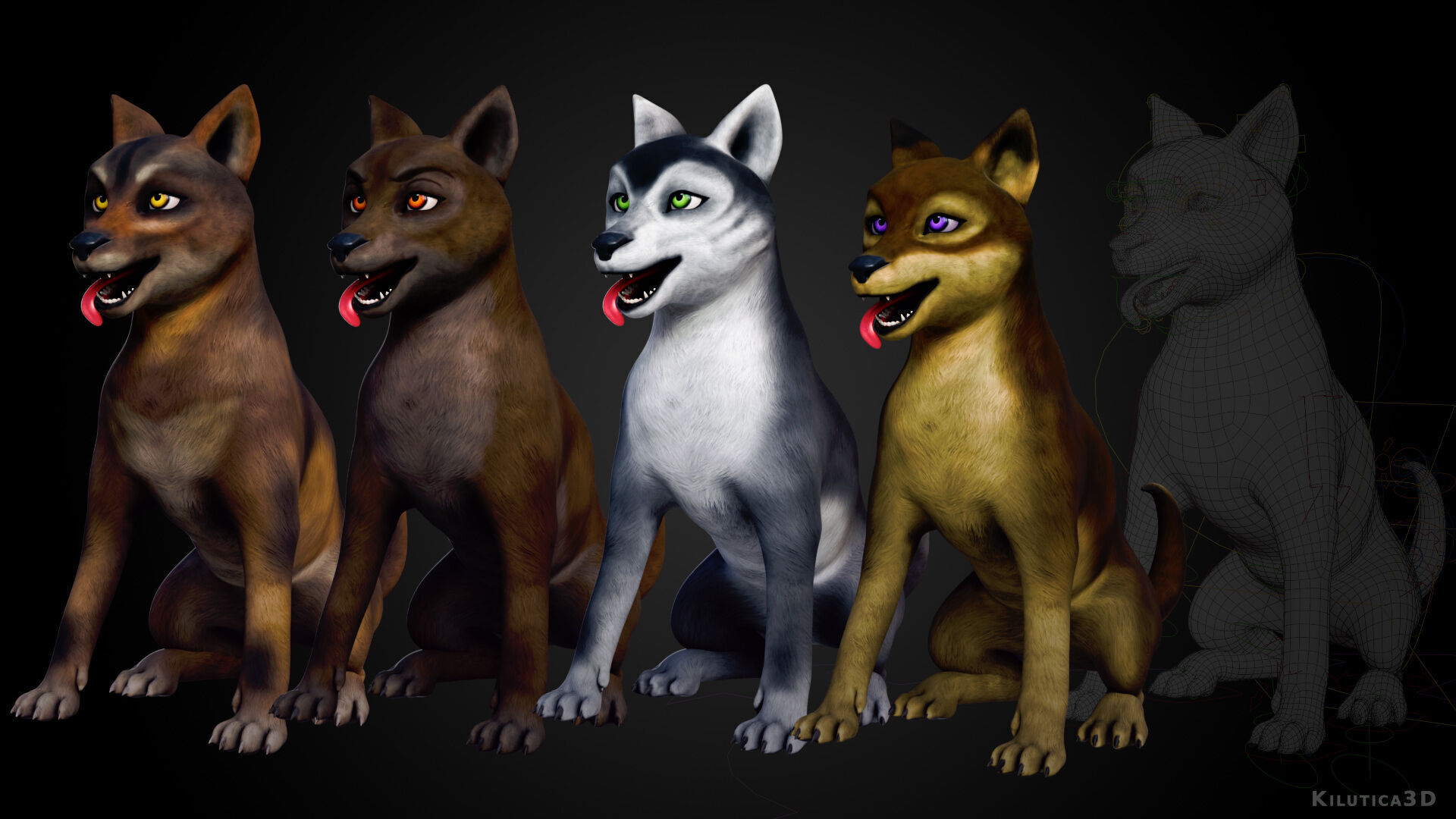 Wolf Prime - Rigged Cartoon-Realistic 3D Model Pack for Blender Low-poly 3D model_9