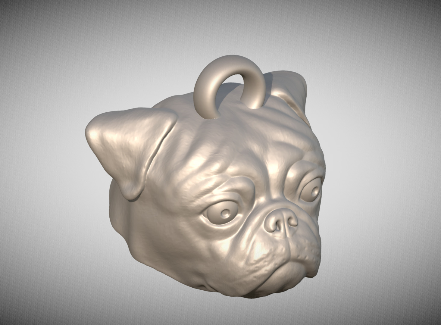 Pug head key ring 3D model ready for 3D printing 3D print model_9