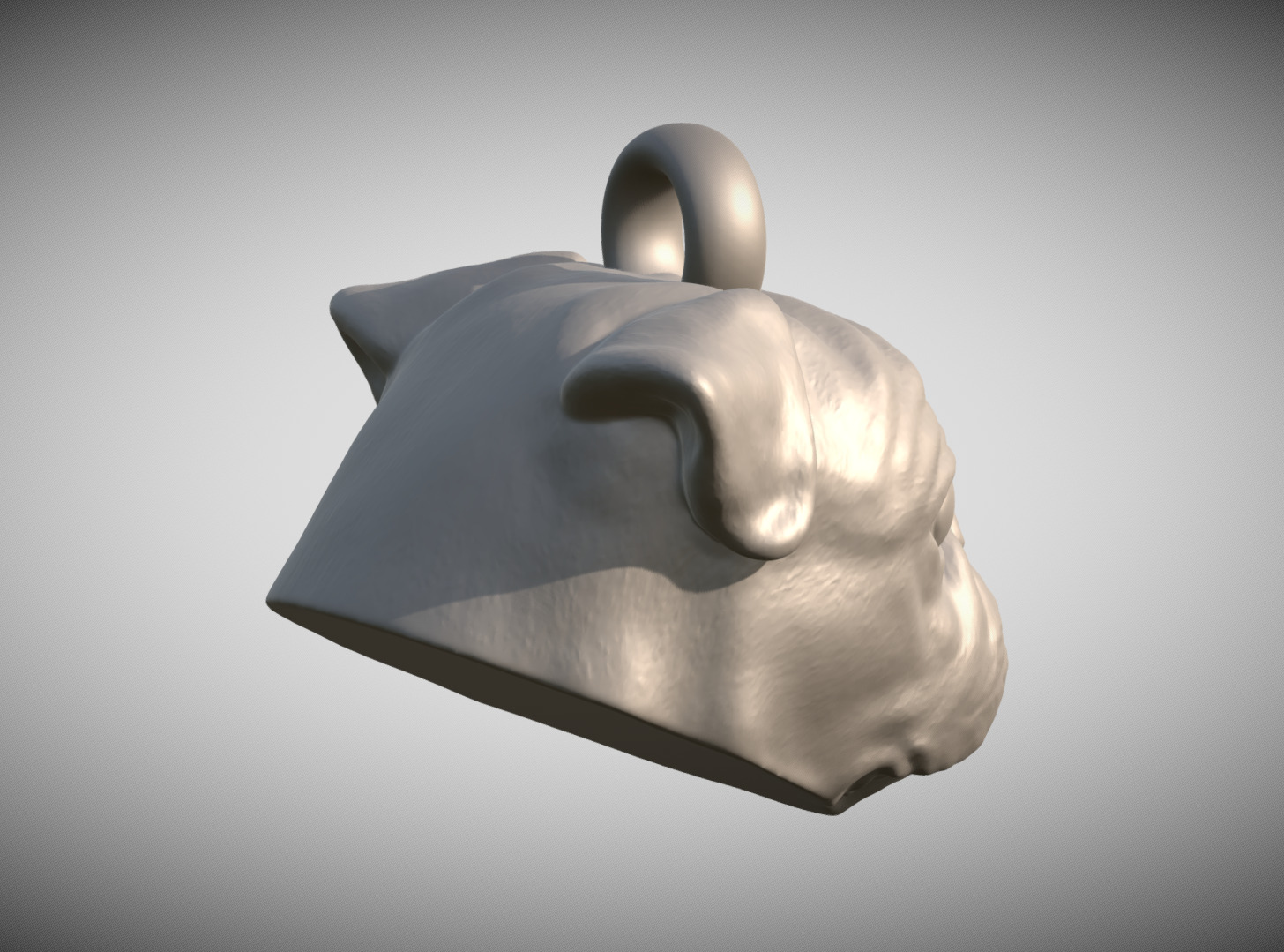 Pug head key ring 3D model ready for 3D printing 3D print model_5