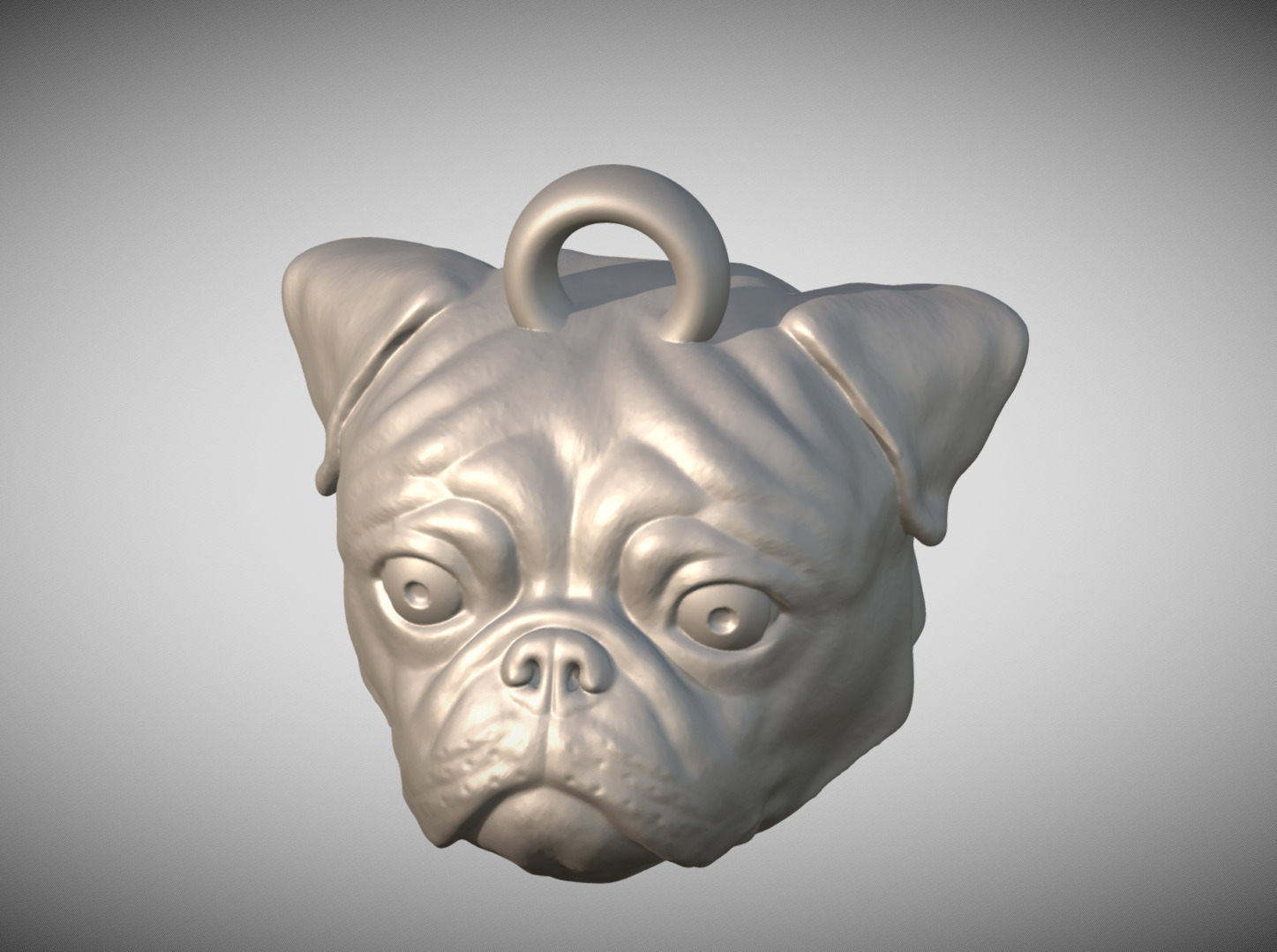 Pug head key ring 3D model ready for 3D printing 3D print model_10