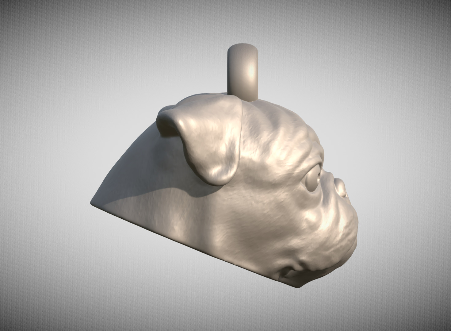Pug head key ring 3D model ready for 3D printing 3D print model_6