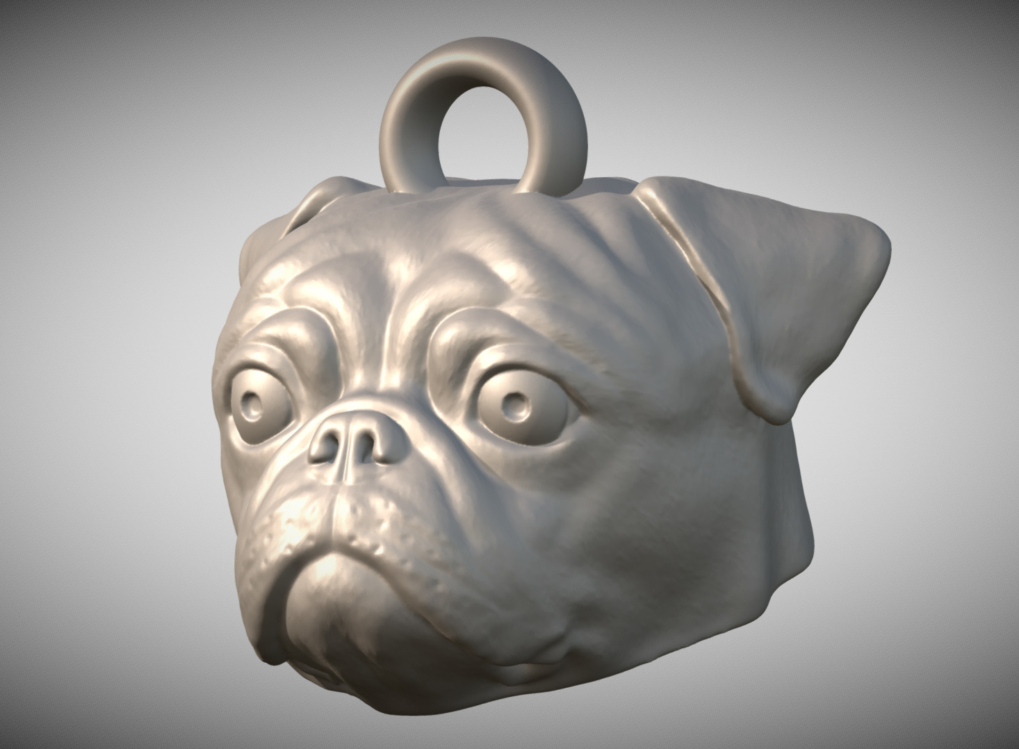 Pug head key ring 3D model ready for 3D printing 3D print model_2