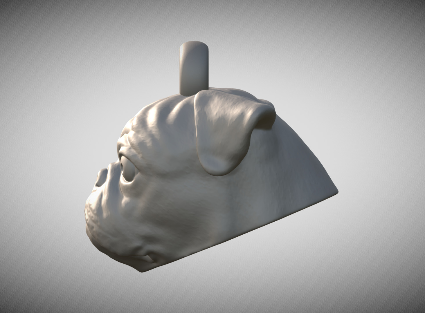 Pug head key ring 3D model ready for 3D printing 3D print model_3