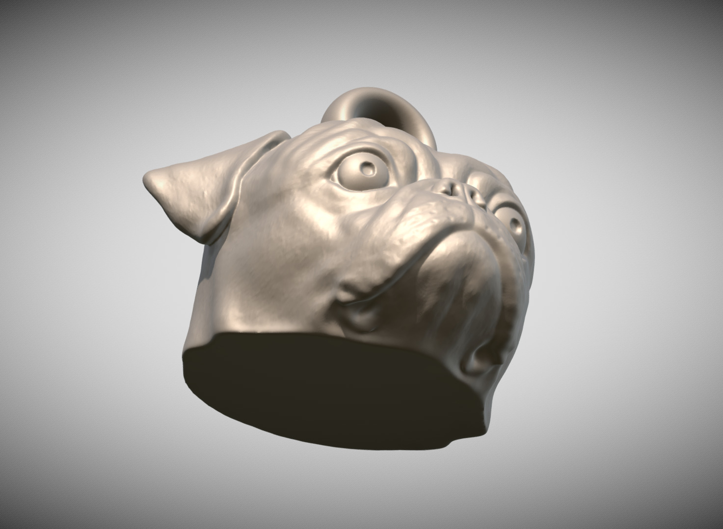 Pug head key ring 3D model ready for 3D printing 3D print model_7