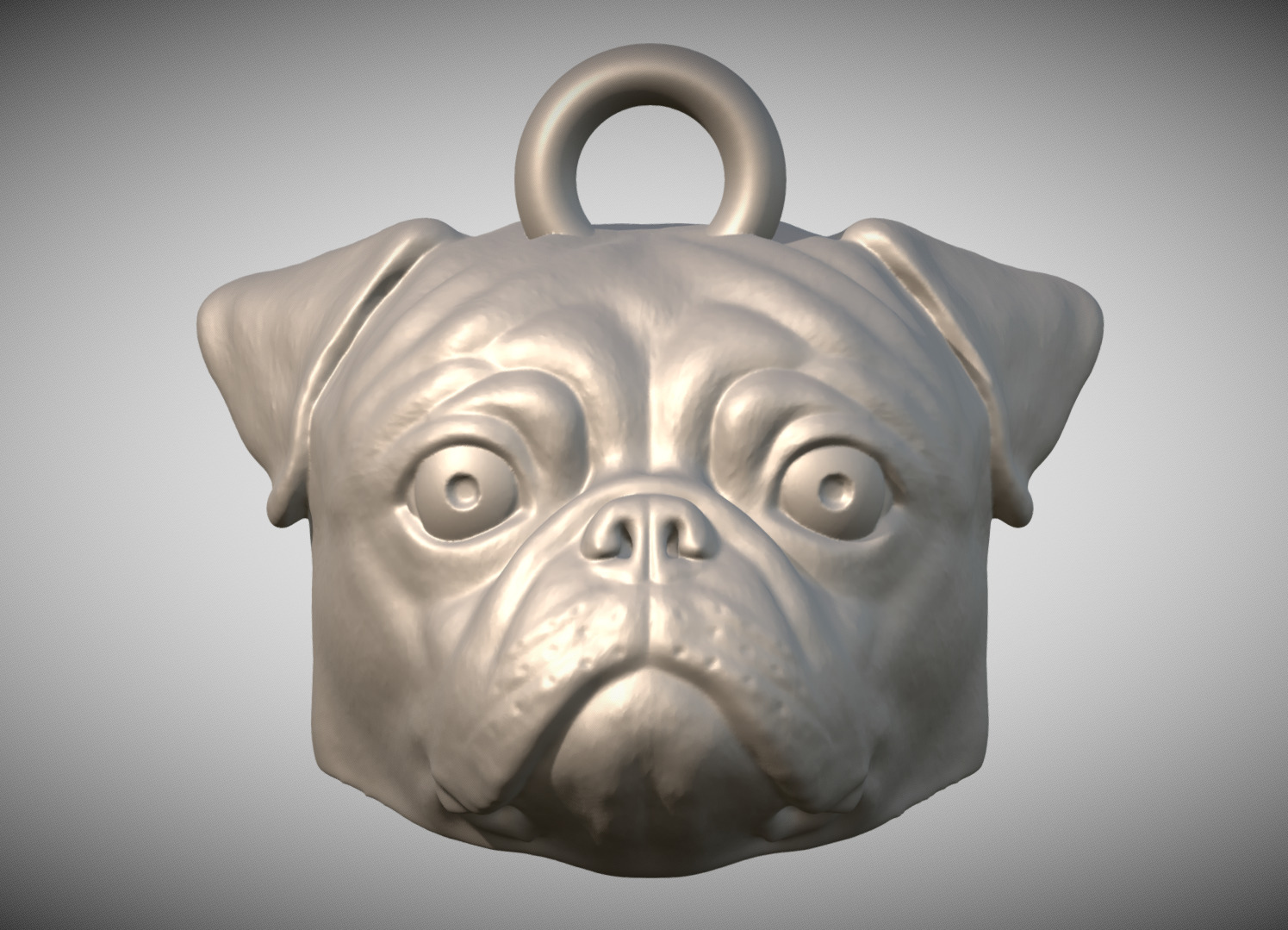 Pug head key ring 3D model ready for 3D printing 3D print model_1