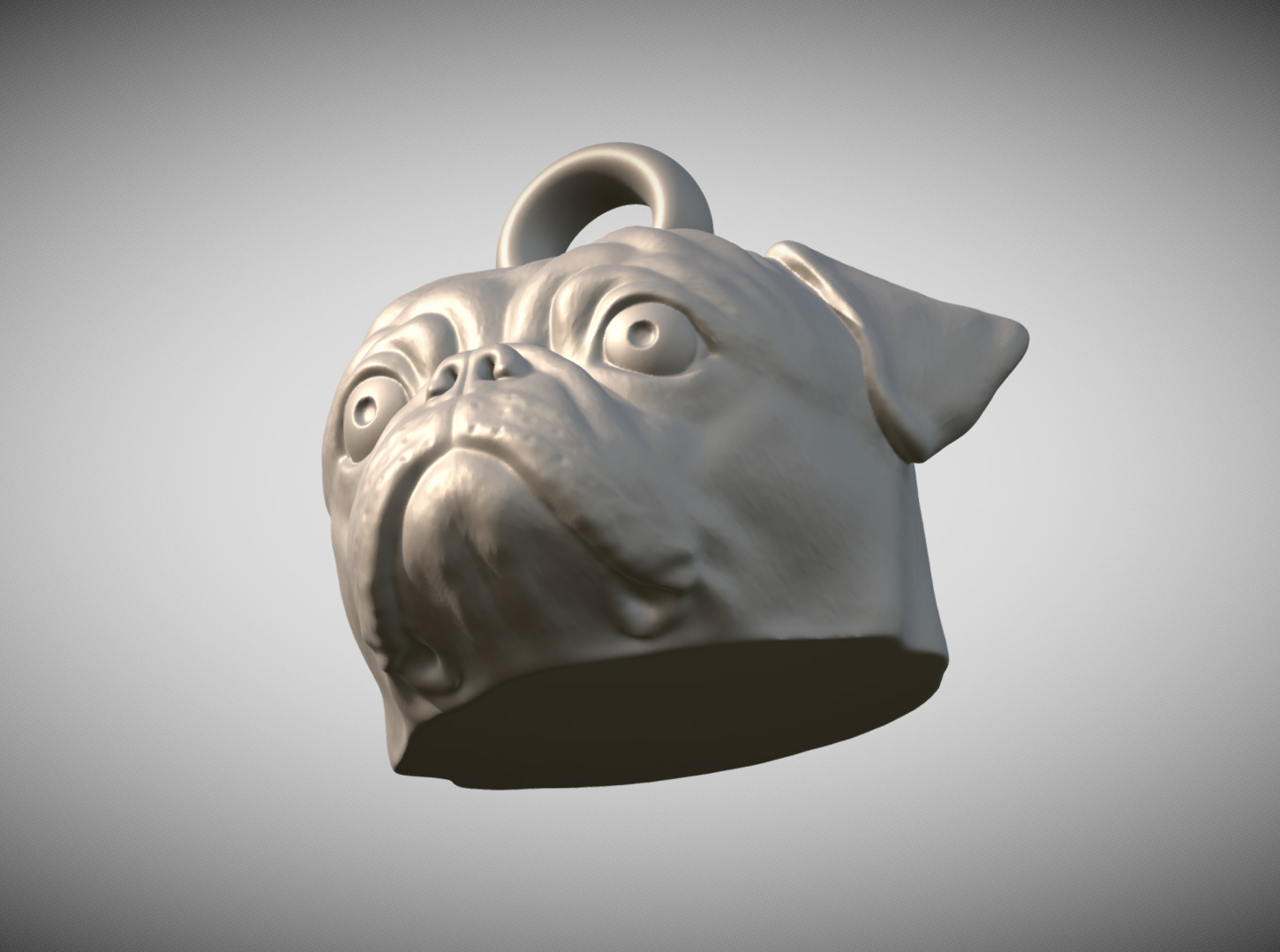 Pug head key ring 3D model ready for 3D printing 3D print model_8