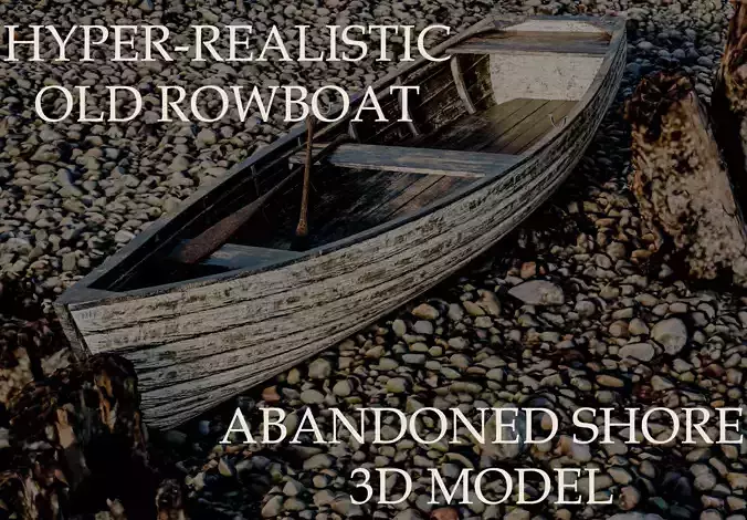 old wooden fishing boat  3D model