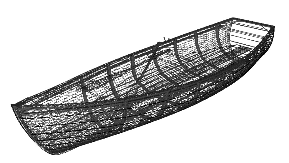 old wooden fishing boat 3D model_19