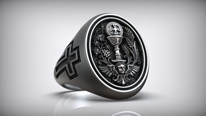 Holy Communion Eucharist Chalice Cross Ring  3D print model