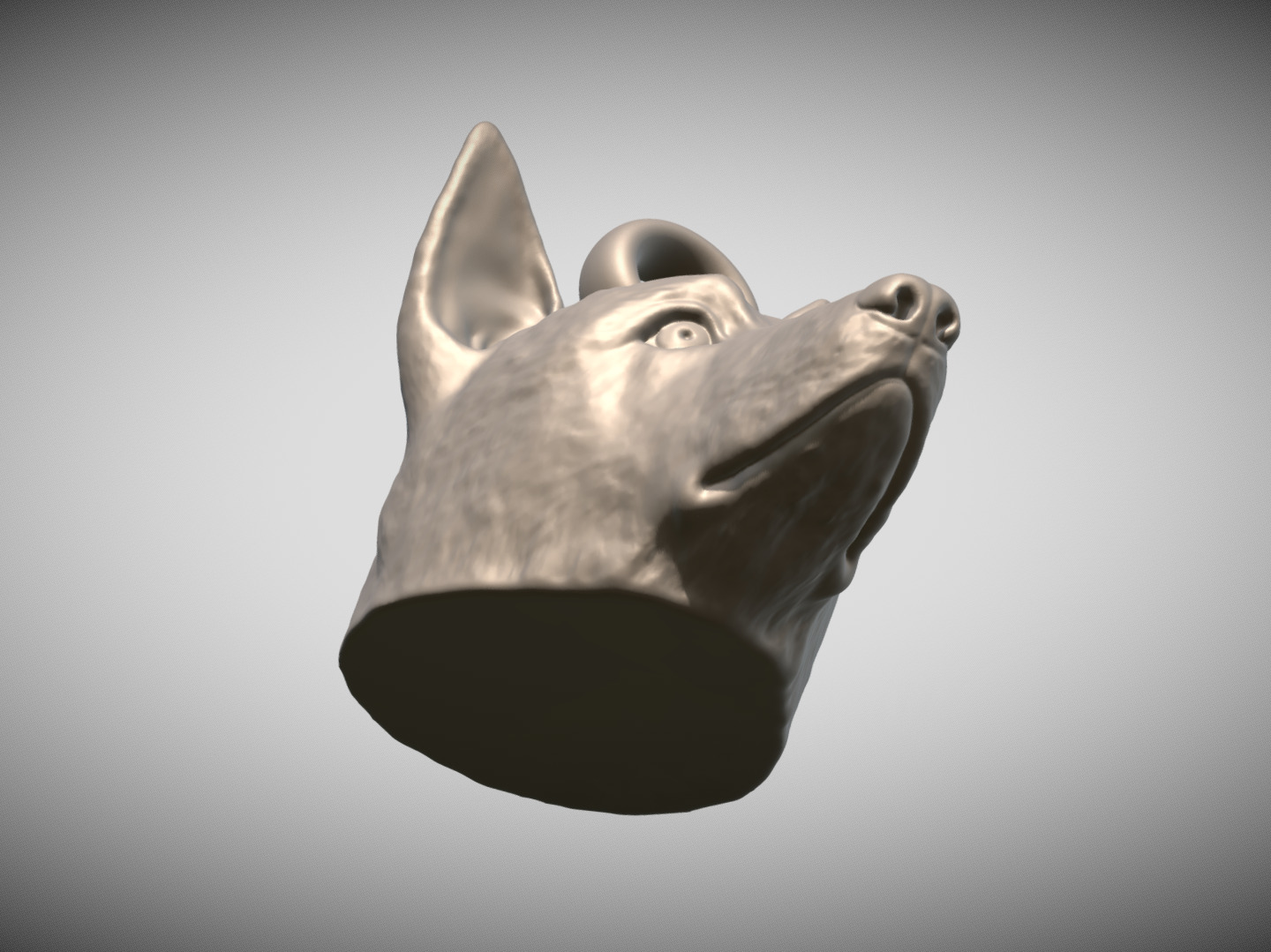 German Shepherd head key ring 3D model ready for 3D printing 3D print model_11