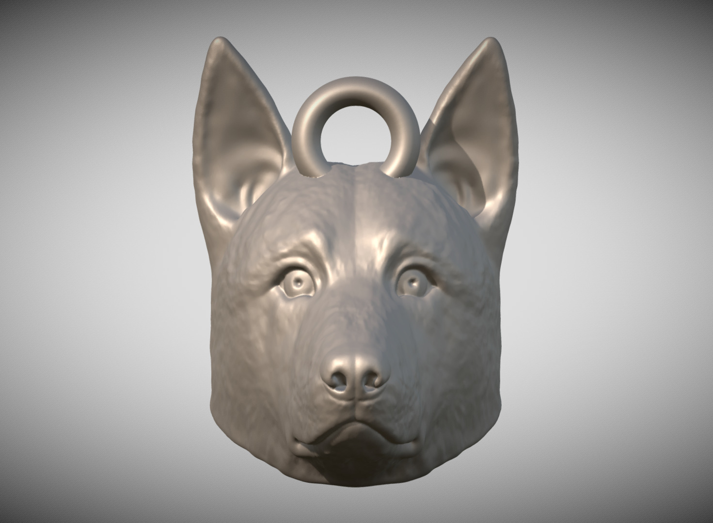 German Shepherd head key ring 3D model ready for 3D printing 3D print model_1
