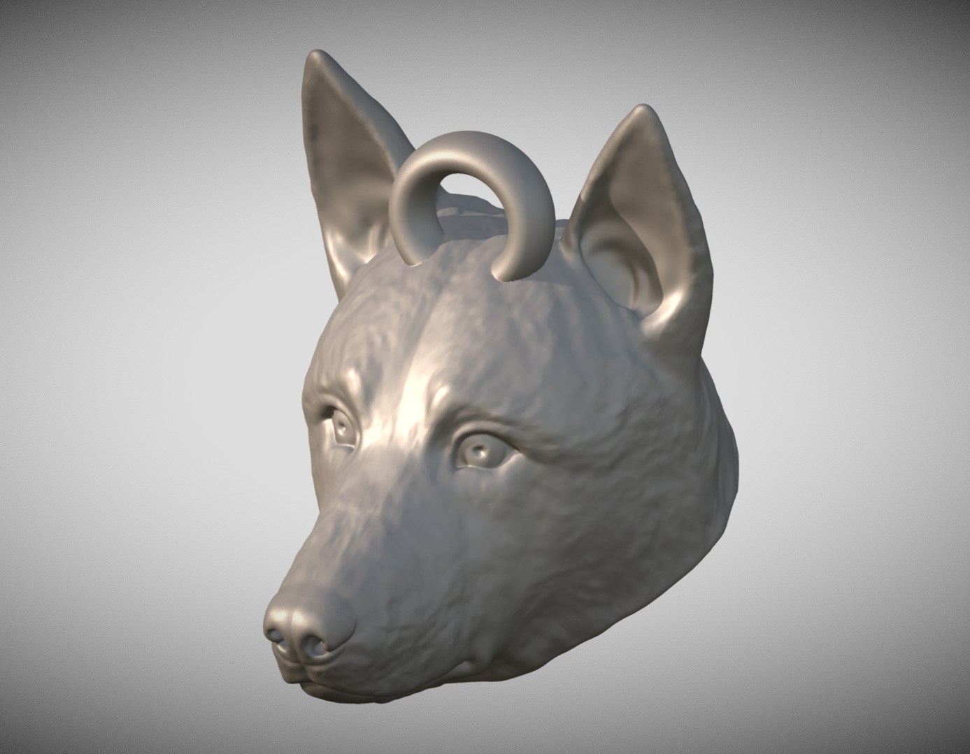 German Shepherd head key ring 3D model ready for 3D printing 3D print model_10