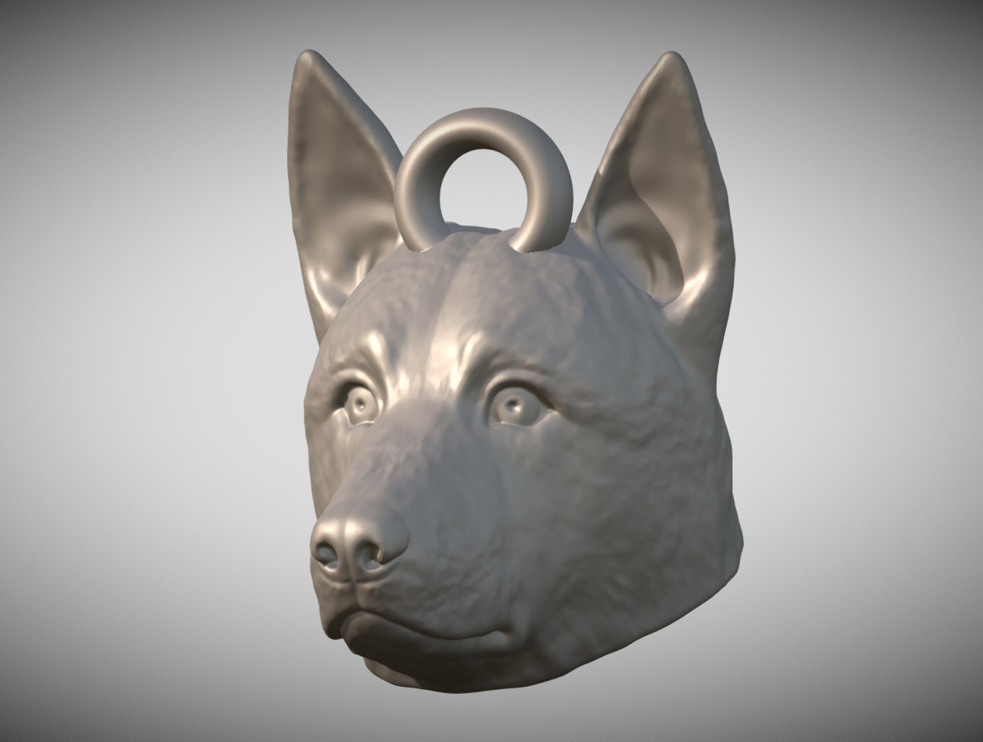 German Shepherd head key ring 3D model ready for 3D printing 3D print model_2