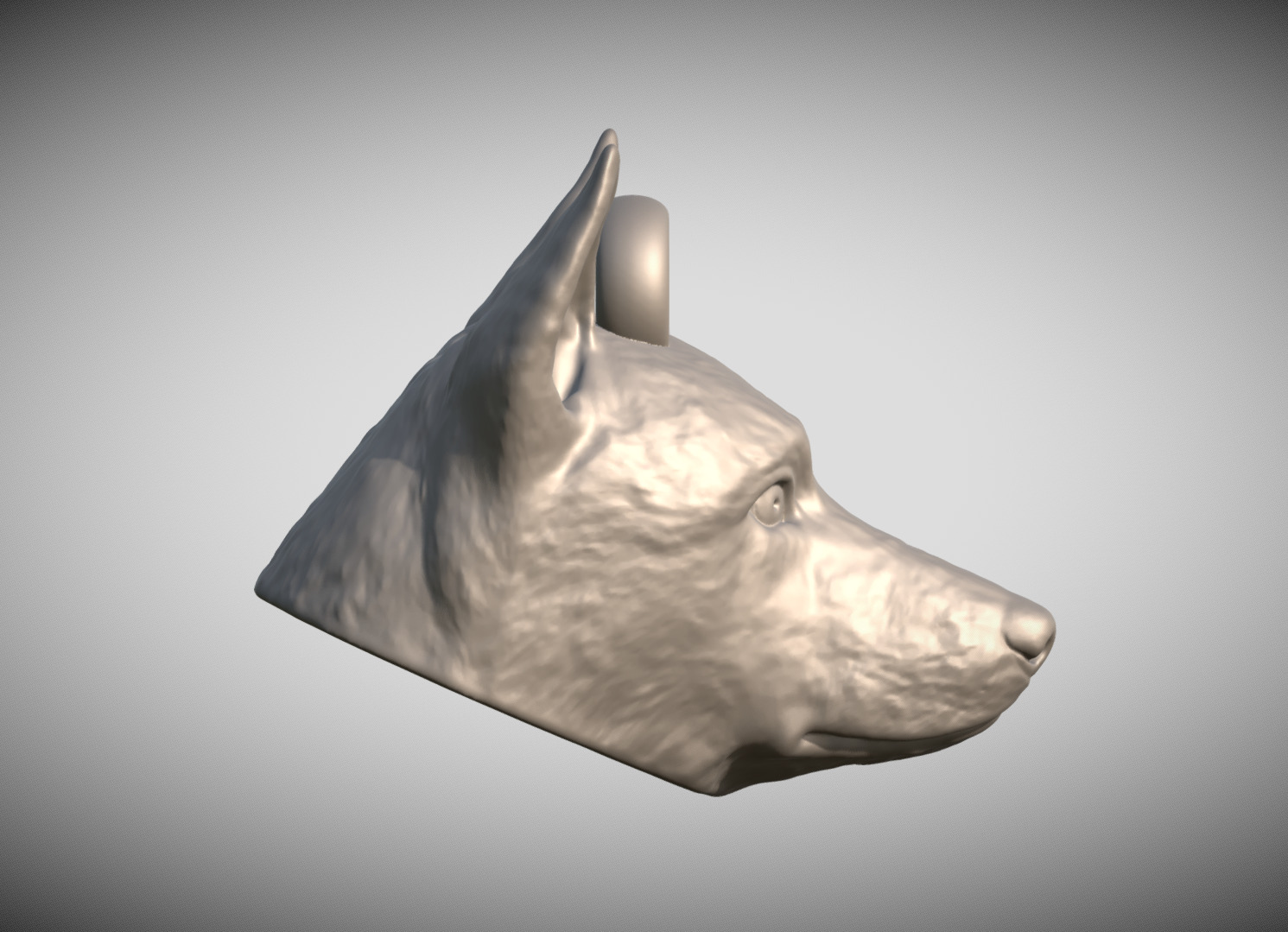 German Shepherd head key ring 3D model ready for 3D printing 3D print model_7