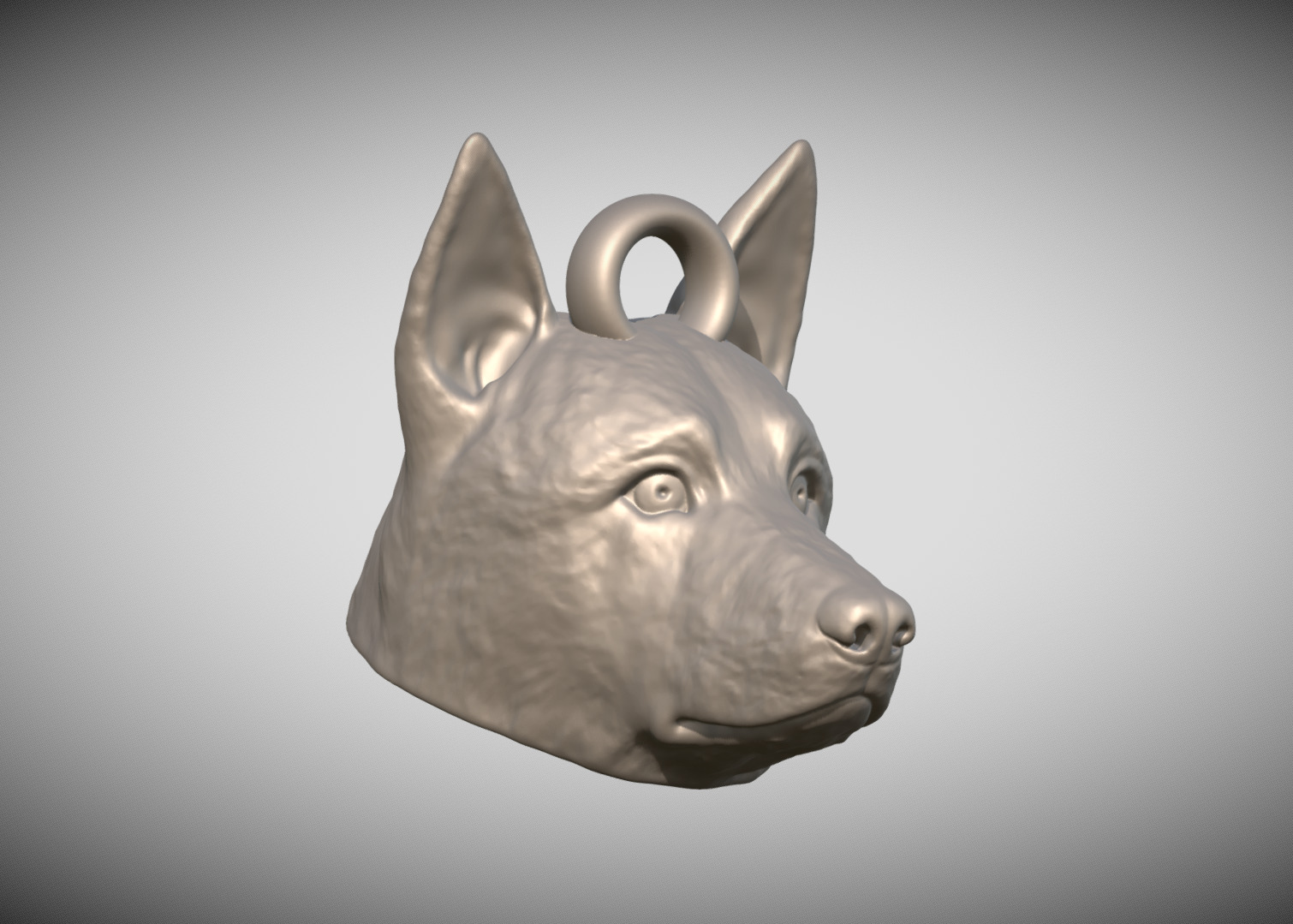 German Shepherd head key ring 3D model ready for 3D printing 3D print model_8