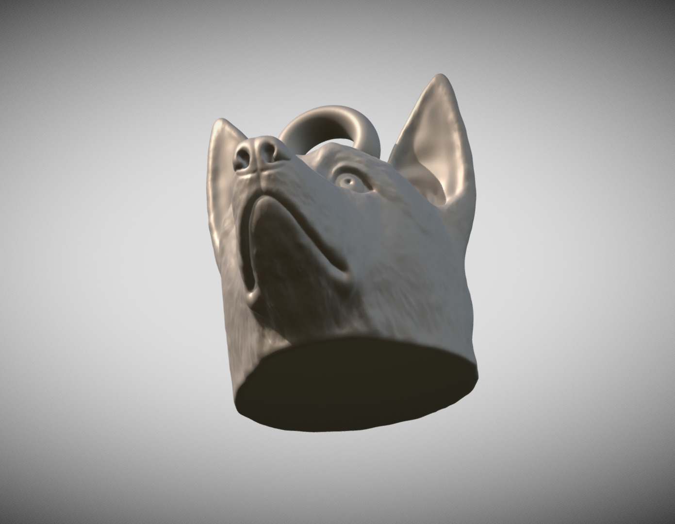 German Shepherd head key ring 3D model ready for 3D printing 3D print model_12